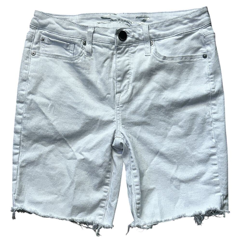 Seven7 White Denim Raw-Hem Sunset Bermuda Shorts 6